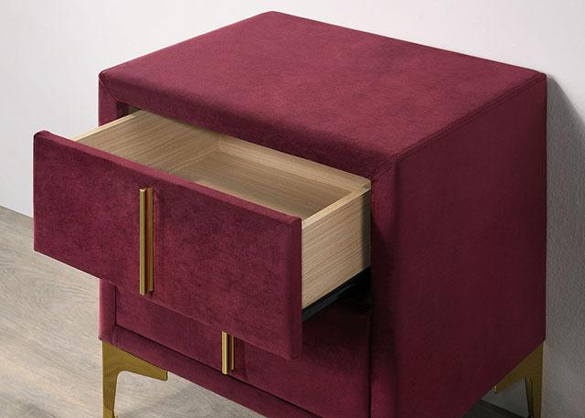FLORIZEL Night Stand, Red - Furniture Center (NY)