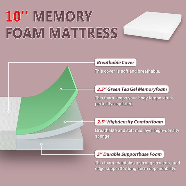 Forsythia 10" Queen Green Tea Gel Memory Foam - Furniture Center (NY)