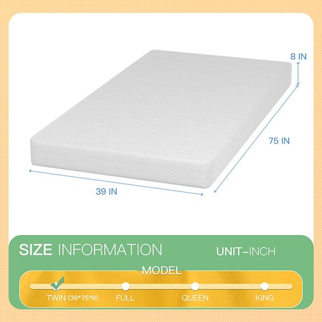 Forsythia 8" Twin Green Tea Gel Memory Foam - Furniture Center (NY)