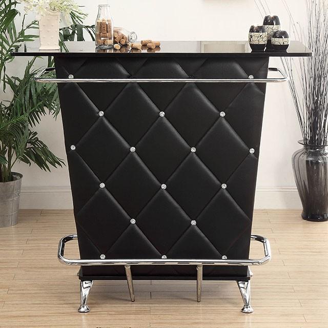 Fuero Black/Chrome Bar Table (K/D) - Furniture Center (NY)