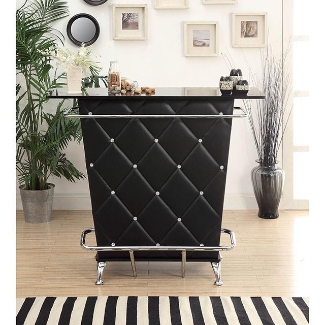 Fuero Black/Chrome Bar Table (K/D) - Furniture Center (NY)