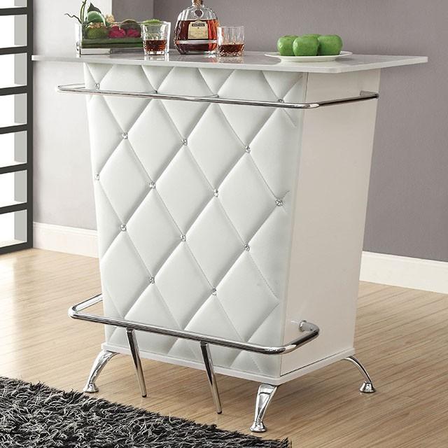 Fuero White/Chrome Bar Table (K/D) - Furniture Center (NY)