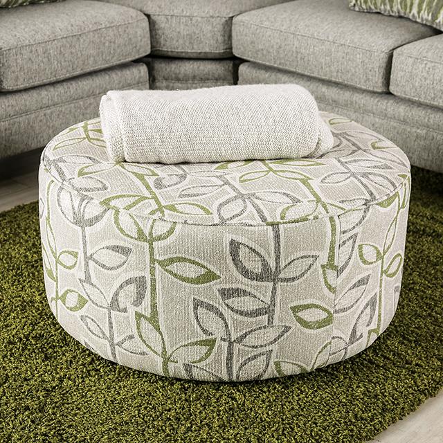 GARDNER Ottoman, Gray/Green - Furniture Center (NY)