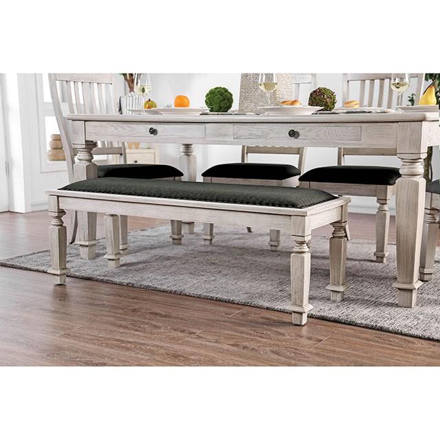 Georgia Antique White/Gray Bench - Furniture Center (NY)