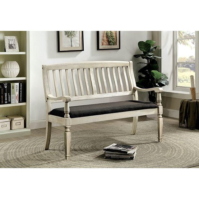 Georgia Antique White/Gray Love Seat Bench - Furniture Center (NY)