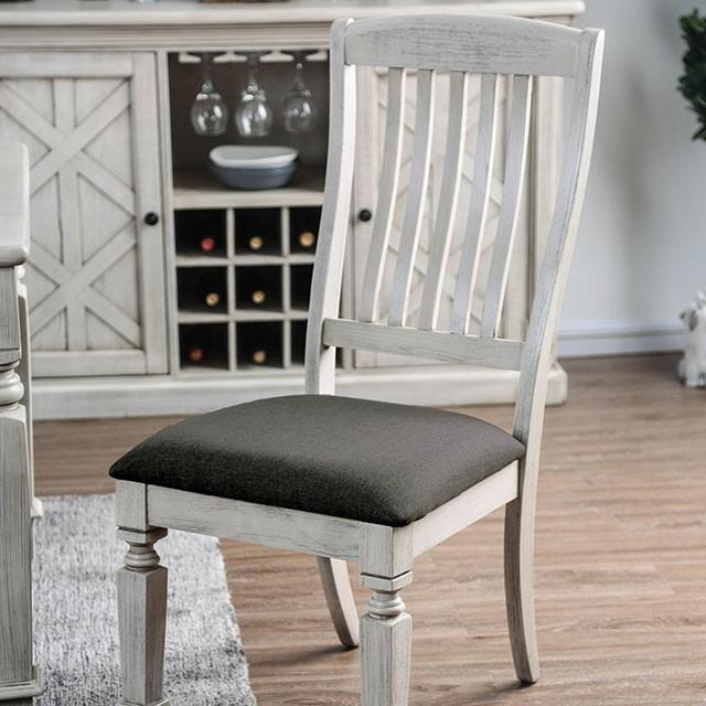 Georgia Antique White/Gray Side Chair (2/CTN) - Furniture Center (NY)