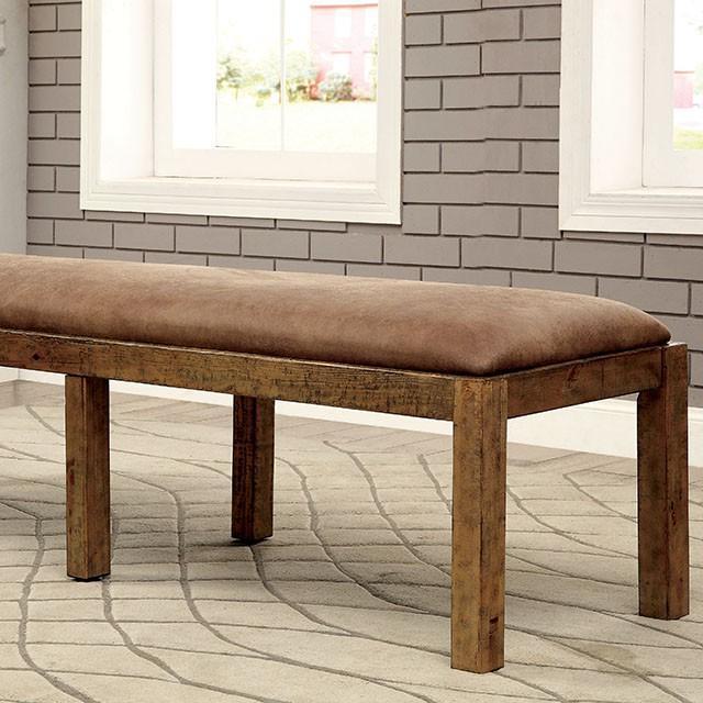 GIANNA Rustic Pine Fabric Bench - Furniture Center (NY)