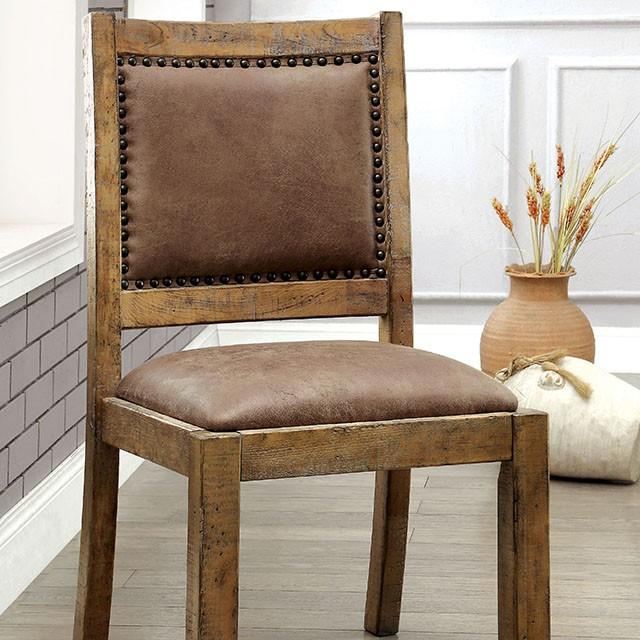 GIANNA Rustic Pine/Brown Side Chair (2/CTN) - Furniture Center (NY)