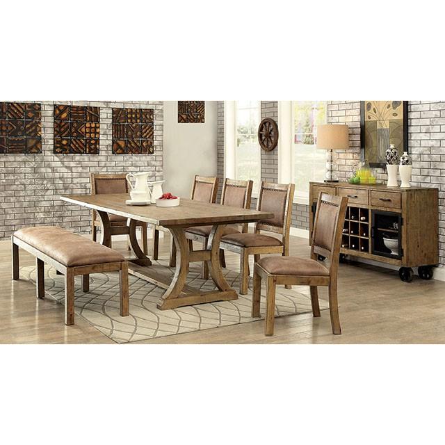 GIANNA Rustic Pine/Brown Side Chair (2/CTN) - Furniture Center (NY)