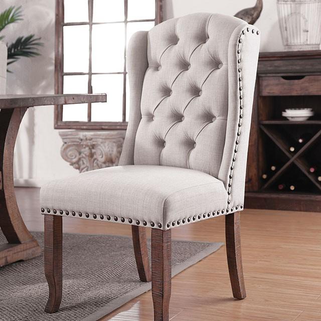 Gianna Rustic Pine/Ivory Wingback Chair (2/CTN) - Furniture Center (NY)