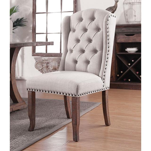 Gianna Rustic Pine/Ivory Wingback Chair (2/CTN) - Furniture Center (NY)