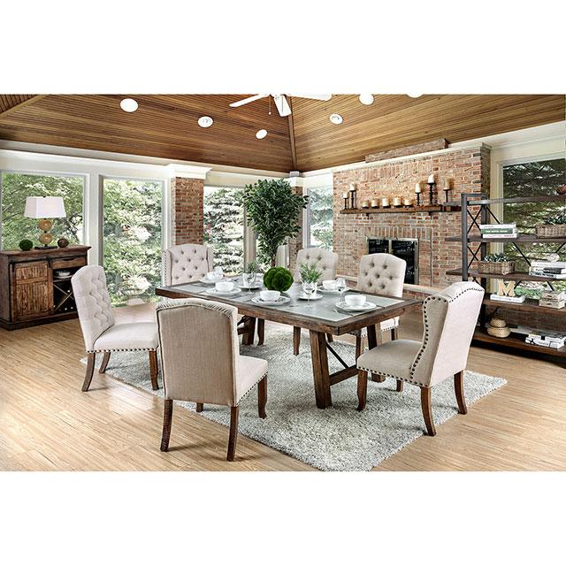 Gianna Rustic Pine/Ivory Wingback Chair (2/CTN) - Furniture Center (NY)
