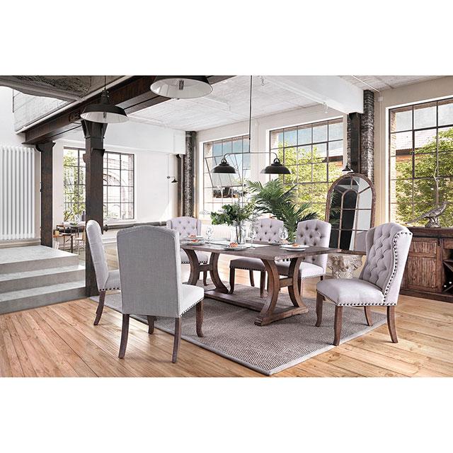 Gianna Rustic Pine/Ivory Wingback Chair (2/CTN) - Furniture Center (NY)