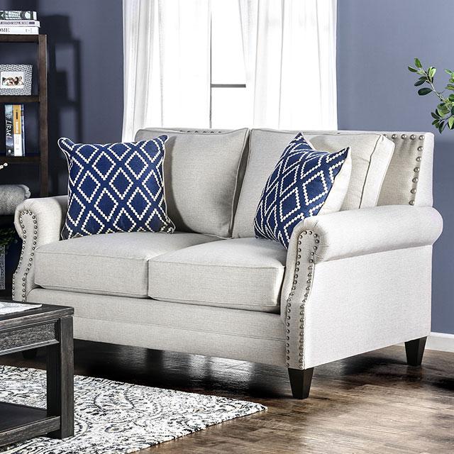 Giovanni Beige/Blue Love Seat - Furniture Center (NY)