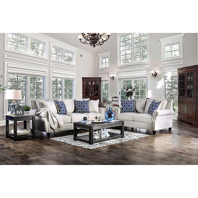 Giovanni Beige/Blue Love Seat - Furniture Center (NY)