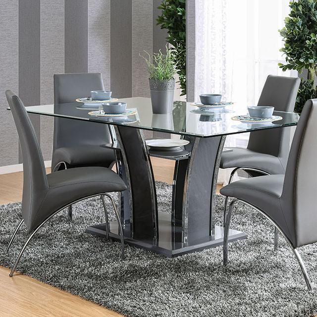 Glenview I Gray/Chrome Dining Table - Furniture Center (NY)