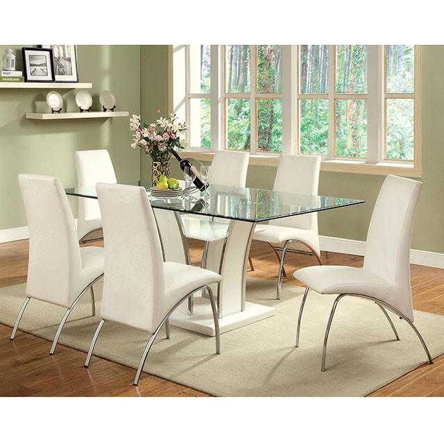 Glenview White/Chrome Dining Table - Furniture Center (NY)