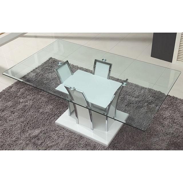 Glenview White/Chrome Dining Table - Furniture Center (NY)