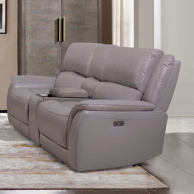 GORGIUS Power Loveseat, Light Gray - Furniture Center (NY)