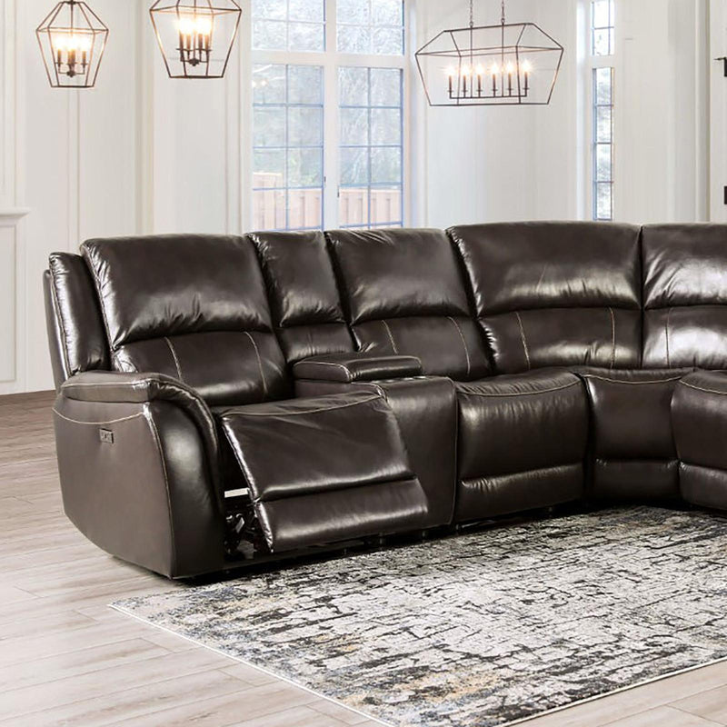 GORGIUS Power Sectional, Espresso - Furniture Center (NY)
