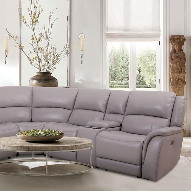GORGIUS Power Sectional, Light Gray - Furniture Center (NY)