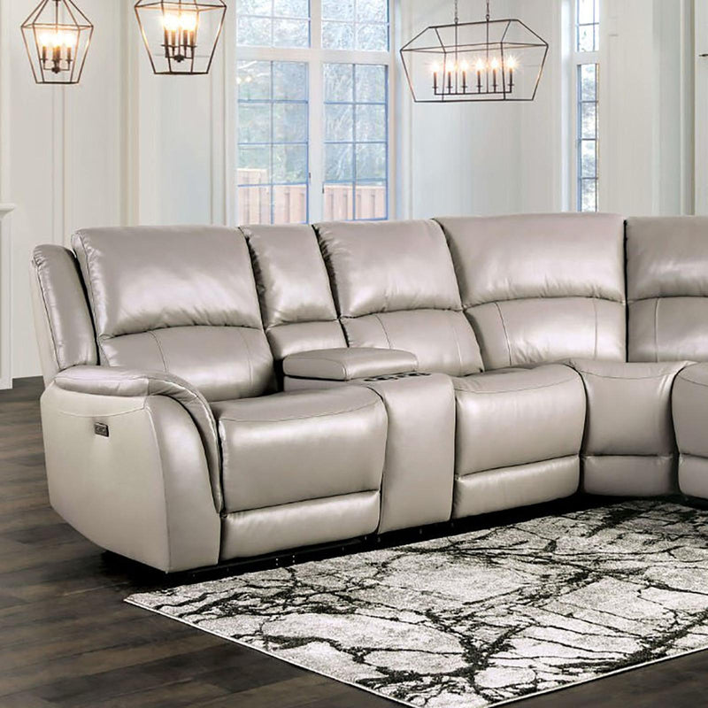 GORGIUS Power Sectional, Light Gray - Furniture Center (NY)