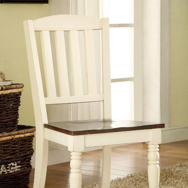 HARRISBURG Vintage White/Dark Oak Side Chair (2/CTN) - Furniture Center (NY)