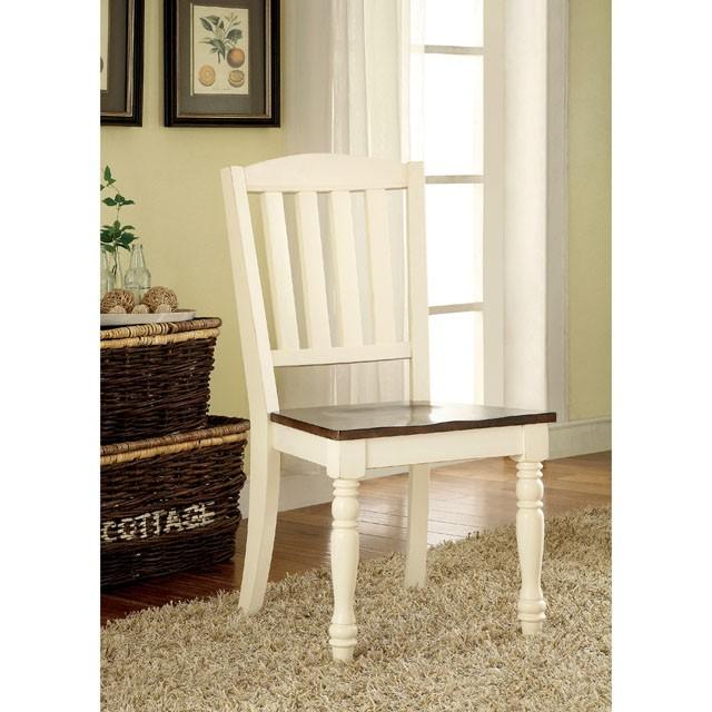 HARRISBURG Vintage White/Dark Oak Side Chair (2/CTN) - Furniture Center (NY)