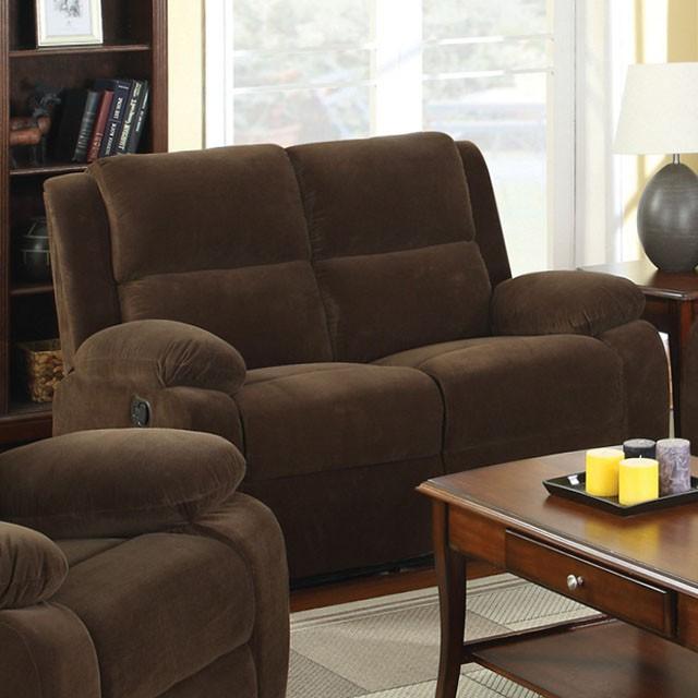 Haven Dark Brown Love Seat w/ 2 Recliners - Furniture Center (NY)