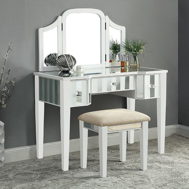 Cyndi White Vanity w/ Stool - Furniture Center (NY)