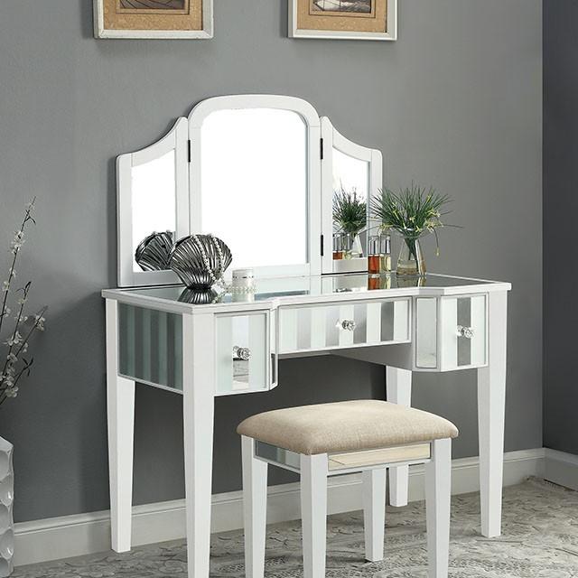 Cyndi White Vanity w/ Stool - Furniture Center (NY)