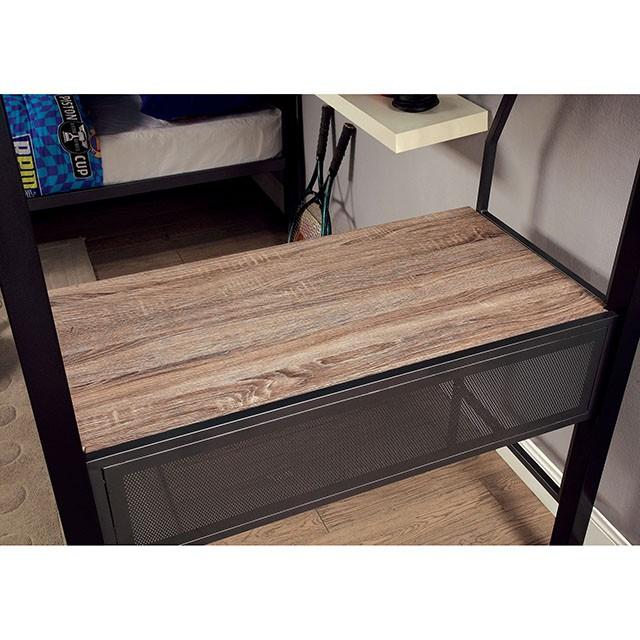 BALLARAT Silver Triple Twin Bunk Bed w/ Desk - Furniture Center (NY)