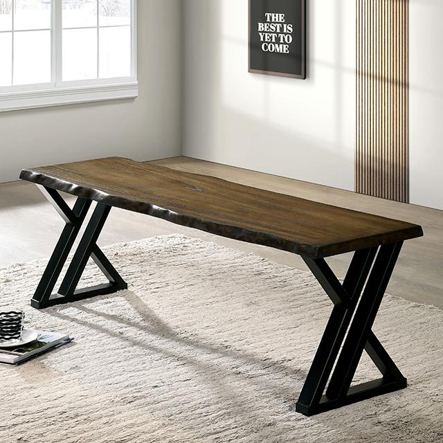 BARBARY Bench, Black/Dark Oak - Furniture Center (NY)