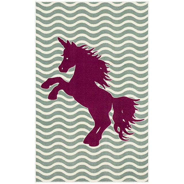 BARON 5' X 8', Area Rug, Horse, Sage Green/Fuchsia - Furniture Center (NY)
