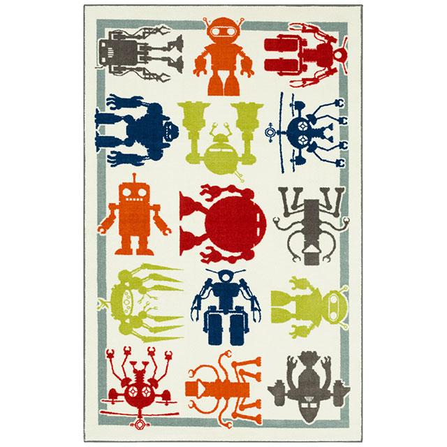 BARON 5' X 8', Area Rug, Robots, Multi/Ivory - Furniture Center (NY)