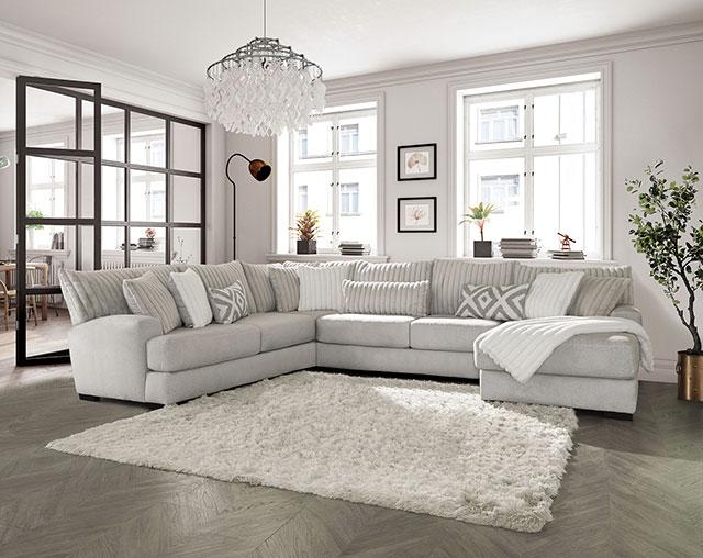 HERMISTON Sectional, Gray - Furniture Center (NY)