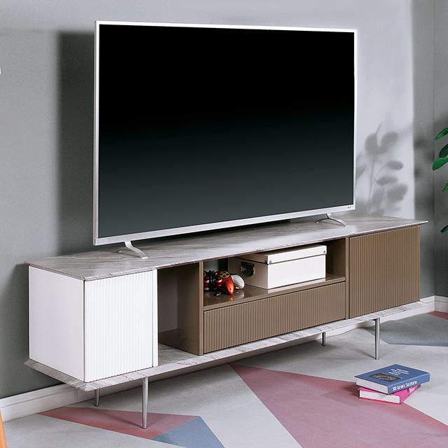 BLAIR 70" TV Console, White/Champagne/Gray - Furniture Center (NY)
