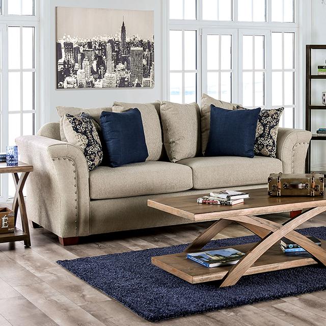 BELSIZE Sofa, Beige/Navy - Furniture Center (NY)