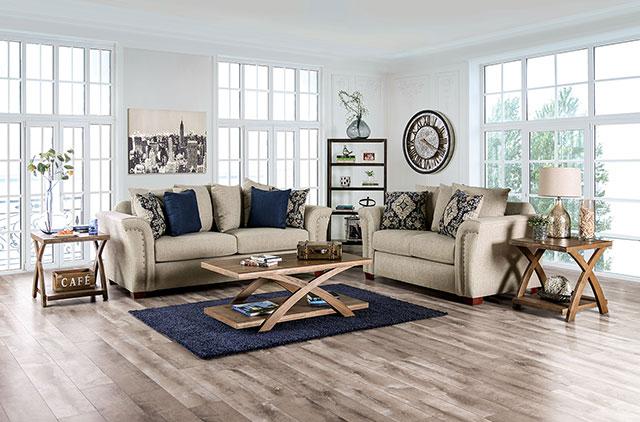 BELSIZE Sofa, Beige/Navy - Furniture Center (NY)