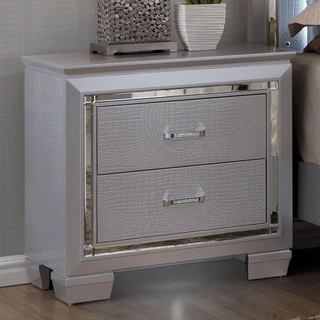 BELLANOVA Silver Night Stand - Furniture Center (NY)