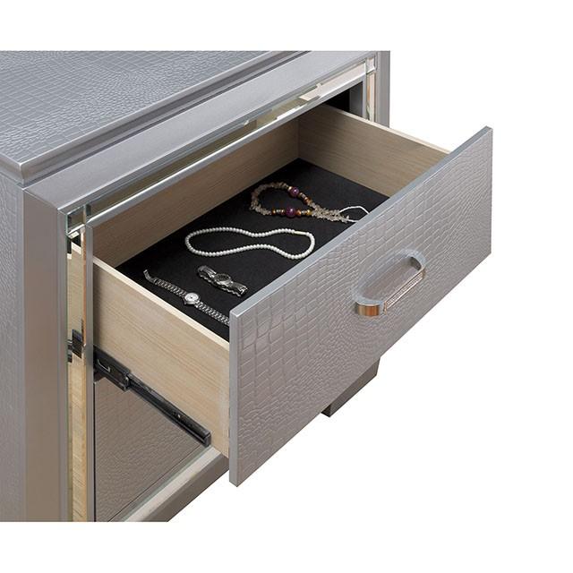 BELLANOVA Silver Night Stand - Furniture Center (NY)