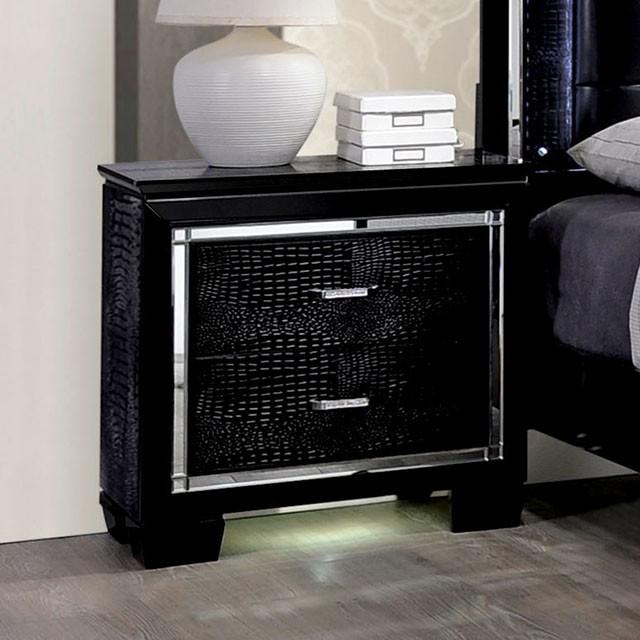 BELLANOVA Black Night Stand - Furniture Center (NY)