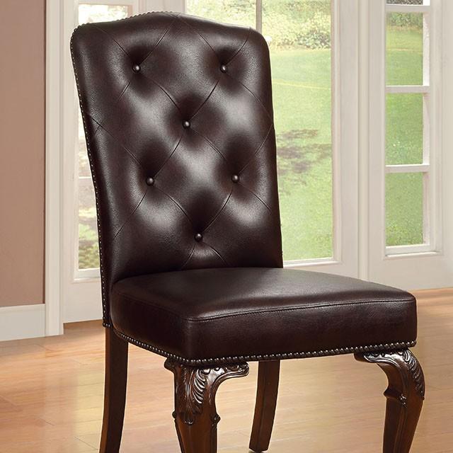 Bellagio Brown Cherry/Pattern Leatherette Side Chair (2/CTN) - Furniture Center (NY)