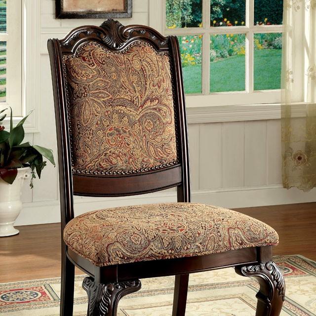 BELLAGIO Brown Cherry/Pattern Fabric Side Chair (2/CTN) - Furniture Center (NY)