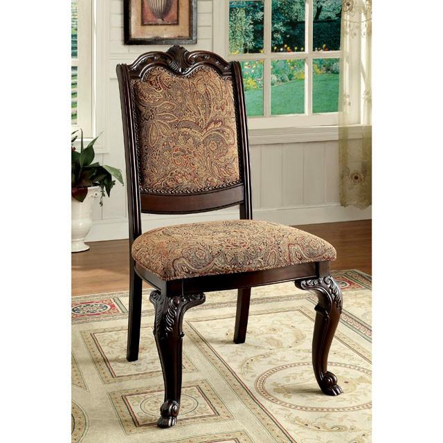 BELLAGIO Brown Cherry/Pattern Fabric Side Chair (2/CTN) - Furniture Center (NY)