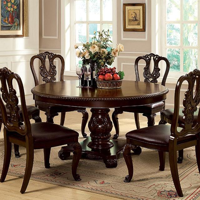 Bellagio Brown Cherry Round Dining Table - Furniture Center (NY)