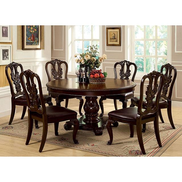 Bellagio Brown Cherry Round Dining Table - Furniture Center (NY)
