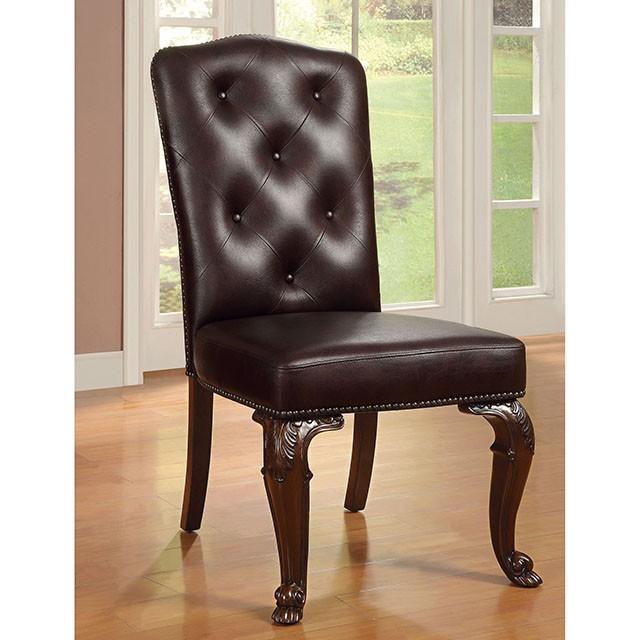 Bellagio Brown Cherry/Pattern Leatherette Side Chair (2/CTN) - Furniture Center (NY)