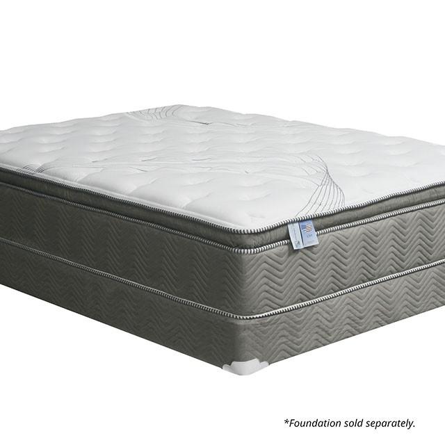 STORMIN White/Gray 13" Euro Pillow Top Mattress, Queen - Furniture Center (NY)