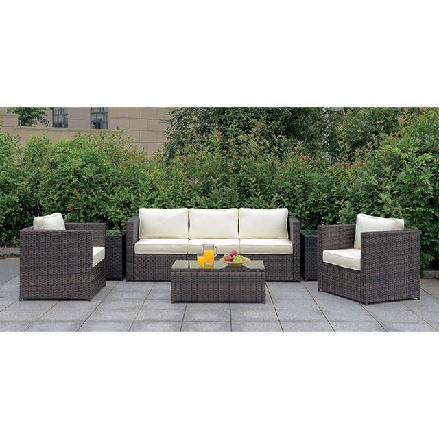 Ilona Brown/Beige Ottoman - Furniture Center (NY)